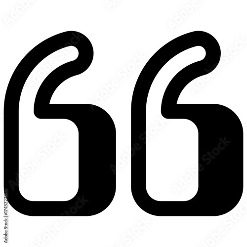 Quotes. Outlined stroke vector icon with black-filled details.