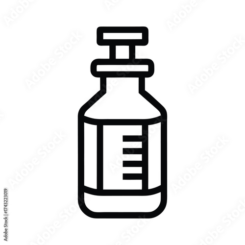 Vaccine Vial Outline Vector Illustration