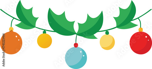Colorful christmas garland festive holiday ornaments vector illustration scalable eps