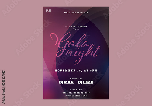 Editable Gala Night Party Flyer or Poster Design.