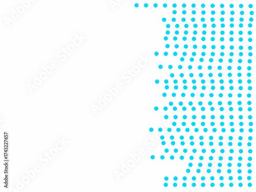 Abstract blue dot pattern forming a modern halftone wave design on a white background. Perfect for digital art, posters, and creative graphic projects.
