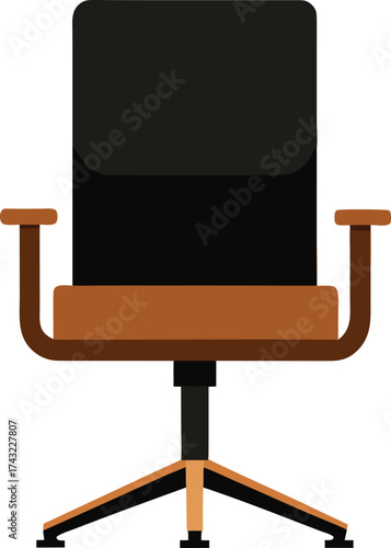 Sleek modern black office chair with orange seat vector eps illustration