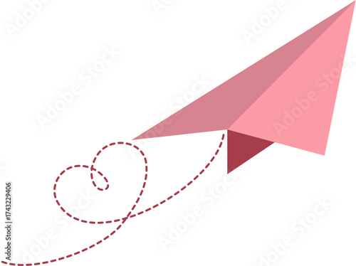 paper airplane soaring with a whimsical dotted heart trail, beautifully illustrating concepts of love, dreams, and heartfelt messages for communication and connection
