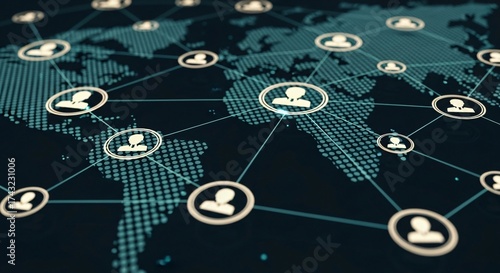 Global network connecting people worldwide with digital links
