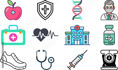 An illustrative collage featuring health and wellness icons
