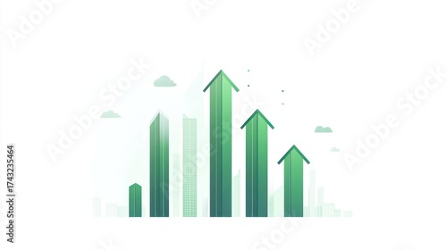 Free Download Green arrows rising above city skyline, growth concept, business success - GFXLoad