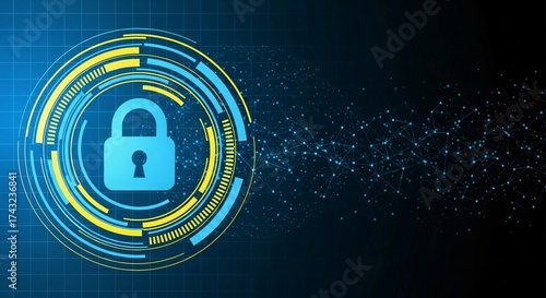 Secure digital network protection with futuristic padlock technology