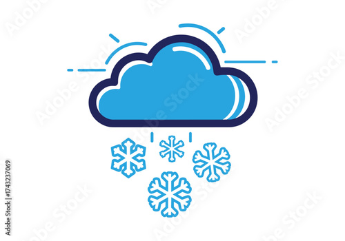 Here is a beautiful illustration of winter weather with falling snowflakes from a cloud.