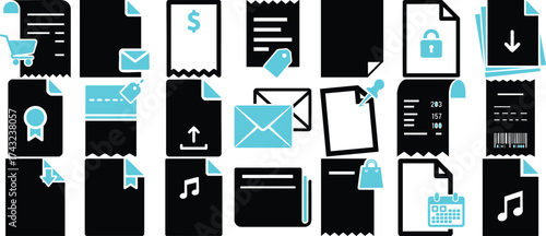 Hand made Set of document icons vector illustration in flat design style perfect for web and mobile interfaces Vector