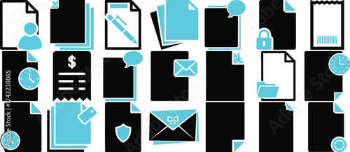 Hand made Set of document icons vector glyph design elements for business and office applications Vector