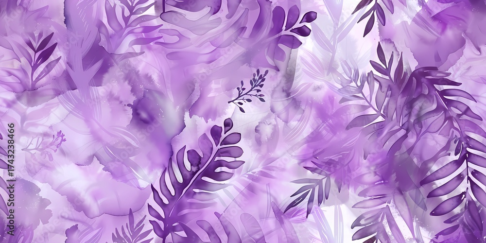 Obraz premium Colorful purple abstract design featuring lush foliage and flowing patterns in a creative artistic display