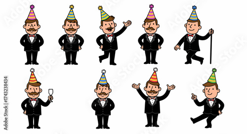 Party man in tuxedo with transparent background