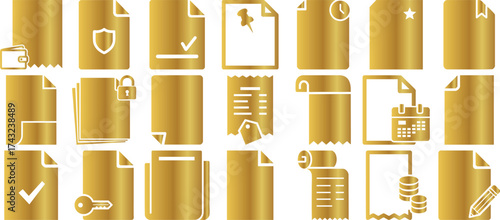 Hand made Set of golden document icons vector file symbols for business and finance Vector