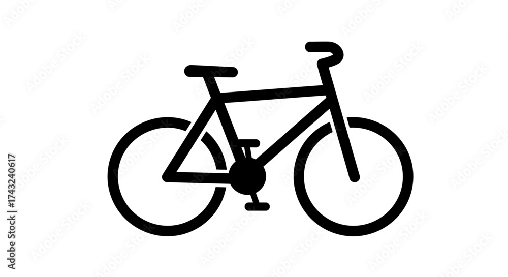 Black and white bicycle icon on a white background.