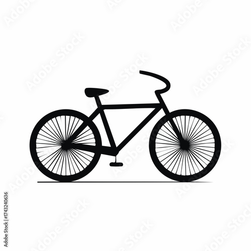 Silhouette of a bicycle with thin spokes on a white background.
