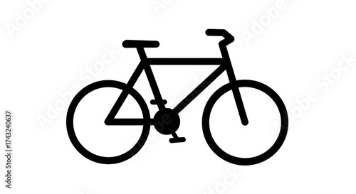 Simple black and white bicycle icon, side view.