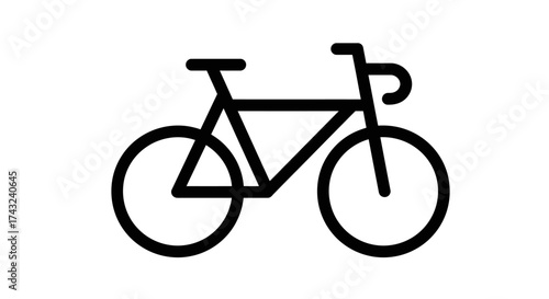 Simple line drawing of a bicycle with drop handlebars and a triangular frame.