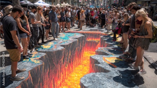 Street art illusion crowd outdoor