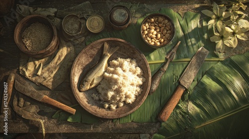 Traditional food preparation outdoors