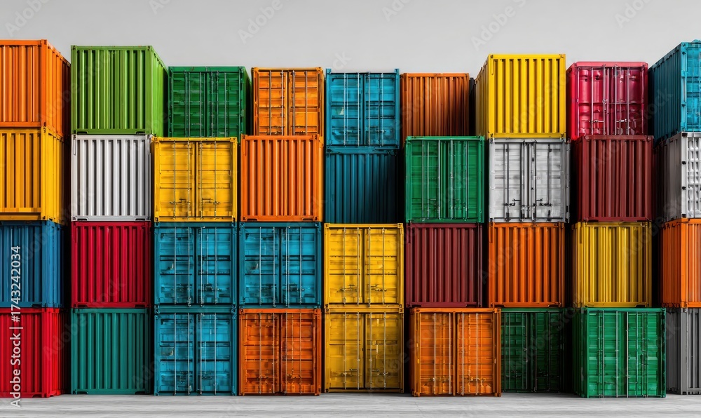 Obraz premium Colorful shipping containers stacked high (8)
