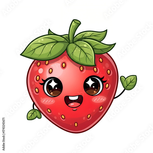 Wallpaper Mural Red strawberry with green leaf illustration Torontodigital.ca