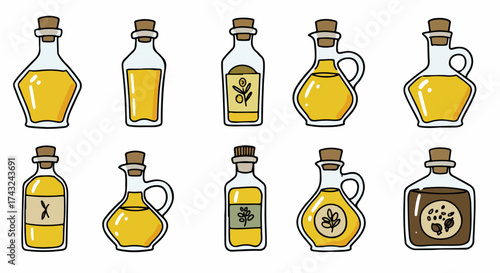 Oil bottles collection with transparent background