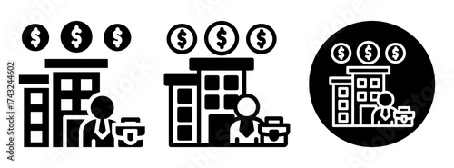 Private Sector Icon Collection Glyph & Mixed Style