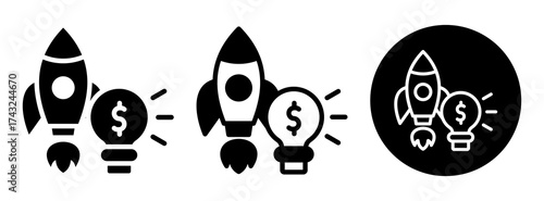 Startup Business Icon Collection Glyph & Mixed Style