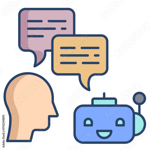 ai chat bot linear color icon design