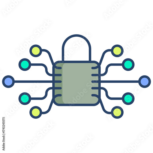bitcoin lock linear color icon design