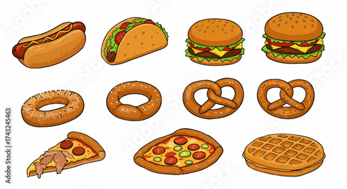 Assorted fast food snacks and treats collection