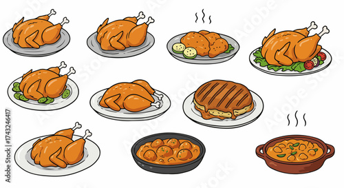 Roasted turkey dinner with side dishes
