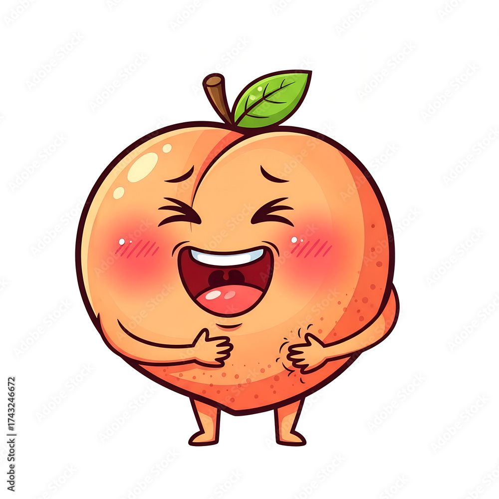 Obraz premium Cheerful Peach Mascot Laughing Out Loud