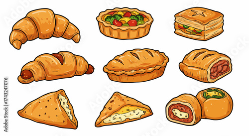 Assorted baked goods collection with transparent background