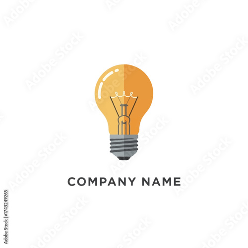 Brightly Lit Incandescent Light Bulb Illustration with Filament and Base.