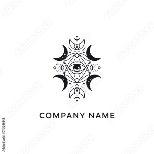 Mystical Eye and Crescent Moon Symbol.