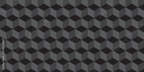 Black cube seamless creative cubes decoration triangle wall and wallpaper textile vector square tile, mosaic endless repeat hexagon block texture background.	
