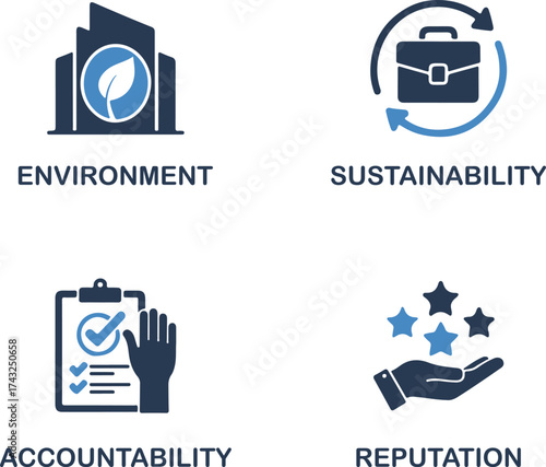 Set of corporate social responsibility icons flat vector design for business isol