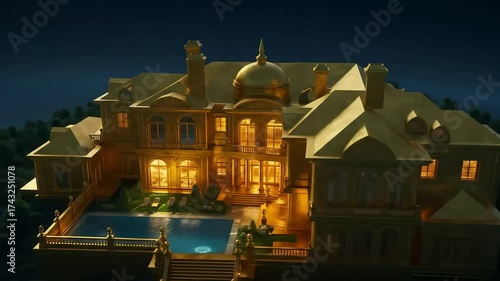 Golden mansion night view