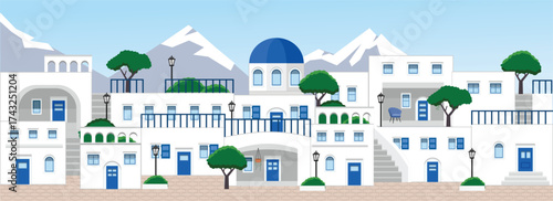 White house in santorini island. Italian house. House decoration. Holiday destination. Dome. Vacation destination. 