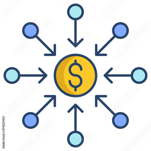 crowdfunding dollars linear color icon design