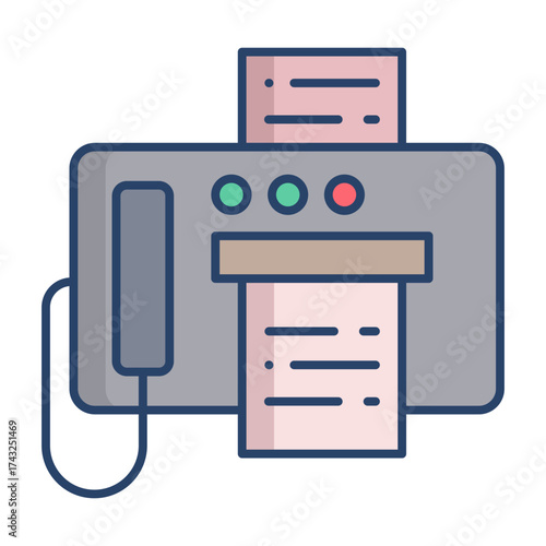 fax machine linear color icon design