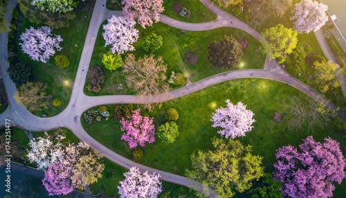 Spring park, aerial view
