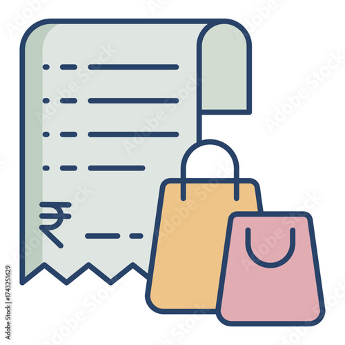 rupees bills payments linear color icon design