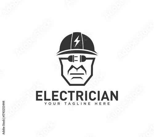 Electrician electrical engineering logo design, Vector image