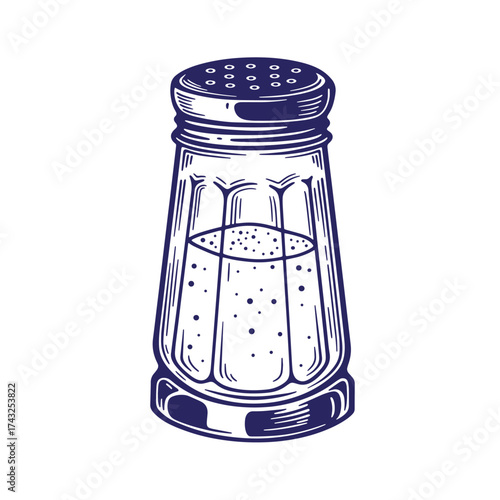 Vintage hand drawn salt shaker illustration on white background for food and cooking designs