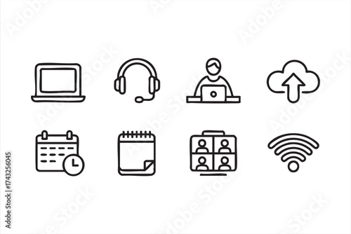 Online collaboration and wifi connection vector for technology and communication