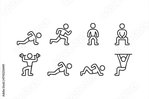 Workout and training vector illustration showing yoga and stretching poses