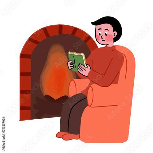 Enjoying a quiet winter at home, reading a book. Reading a book on a cold winter day.