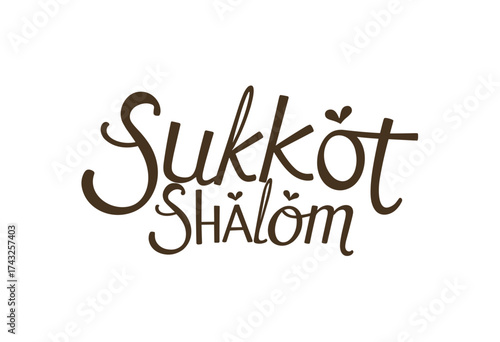 Text art design featuring Sukkot and Shalom in elegant typography  